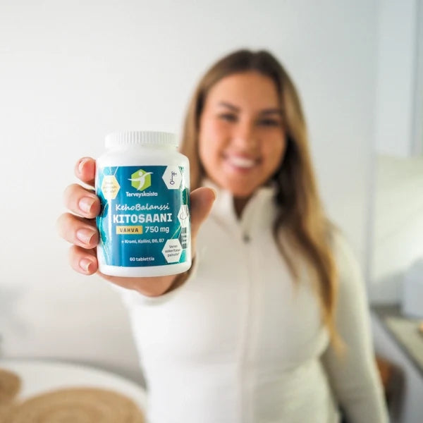 Terveyskaista KehoBalanssi Vahva Kitosaani 750 mg + Kromi + Koliini + B6 + B7 60 tabl