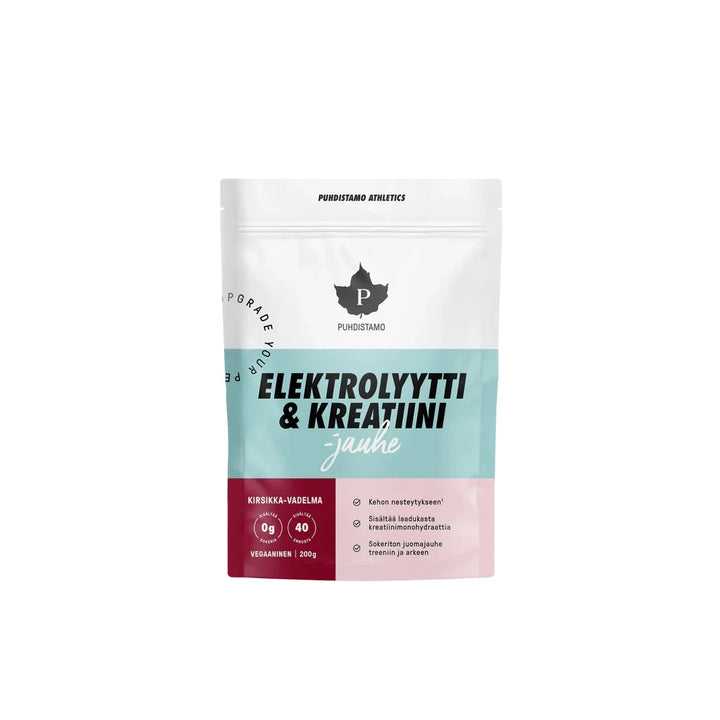 Puhdistamo Elektrolyytti & Kreatiini Kirsikka-Vadelma 200 g