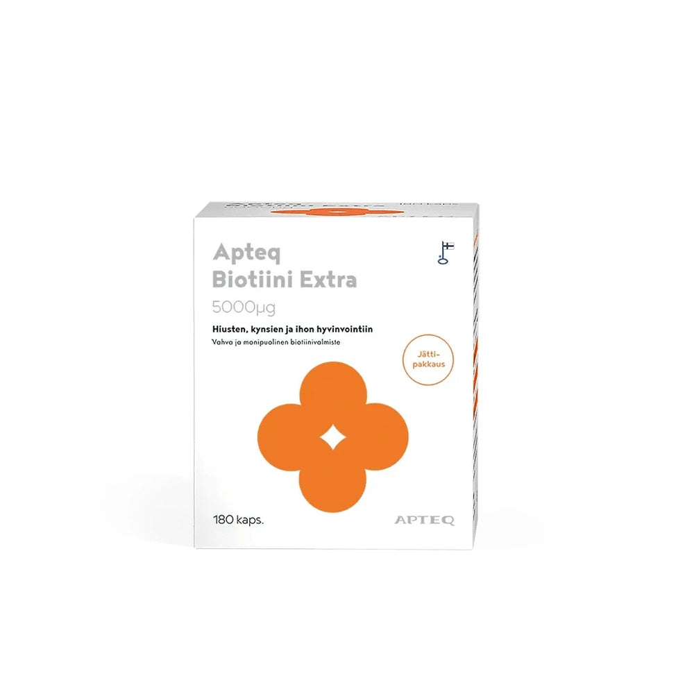 Apteq Biotiini Extra 5000 Mikrog, 60 kaps ja 180 kaps - Apteekki 360 Helsinki - Verkkoapteekki