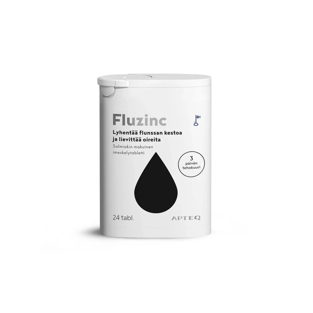 Apteq Fluzinc Salmiakki, 24 tabl ja 72 tabl - Apteekki 360 Helsinki - Verkkoapteekki