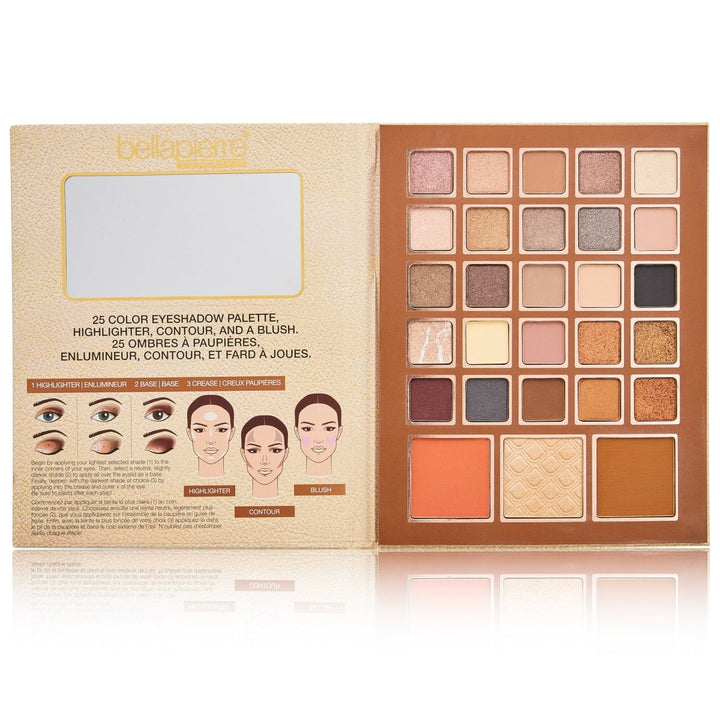 Shimmery and versatile Bellápierre Eye and Face Book Nude Paletti makeup palette