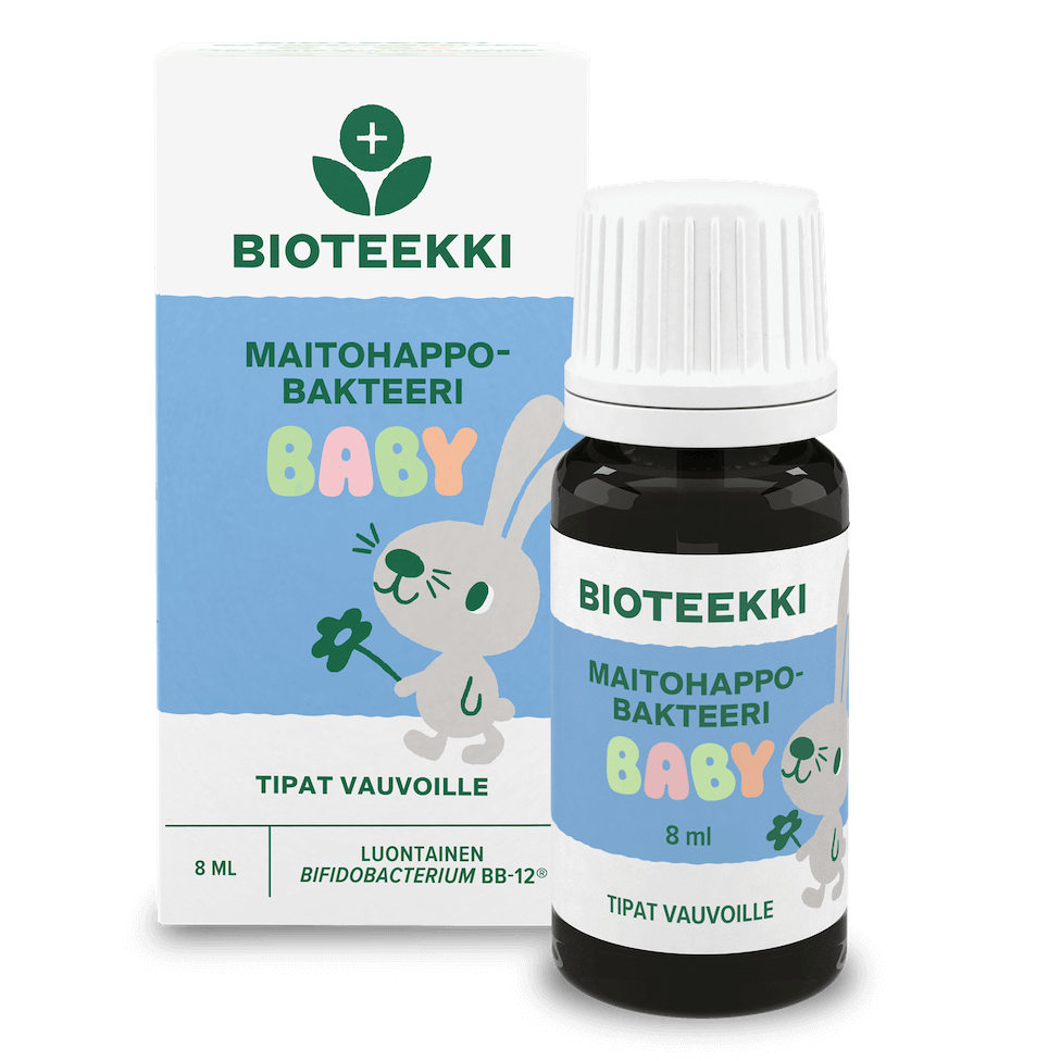 Bioteekki Maitohappobakteeri Baby Tipat Vauvalle 8 ml - Luonnollinen ja tehokas maitohappobakteerivalmiste vauvoille