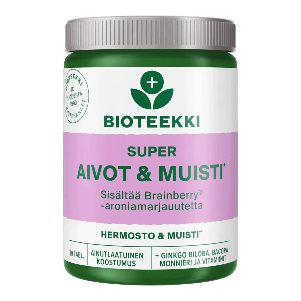 Bioteekki Super Aivot & Muisti 30 tabl - Luonnollinen ravintolisä aivojen ja muistin tueksi
