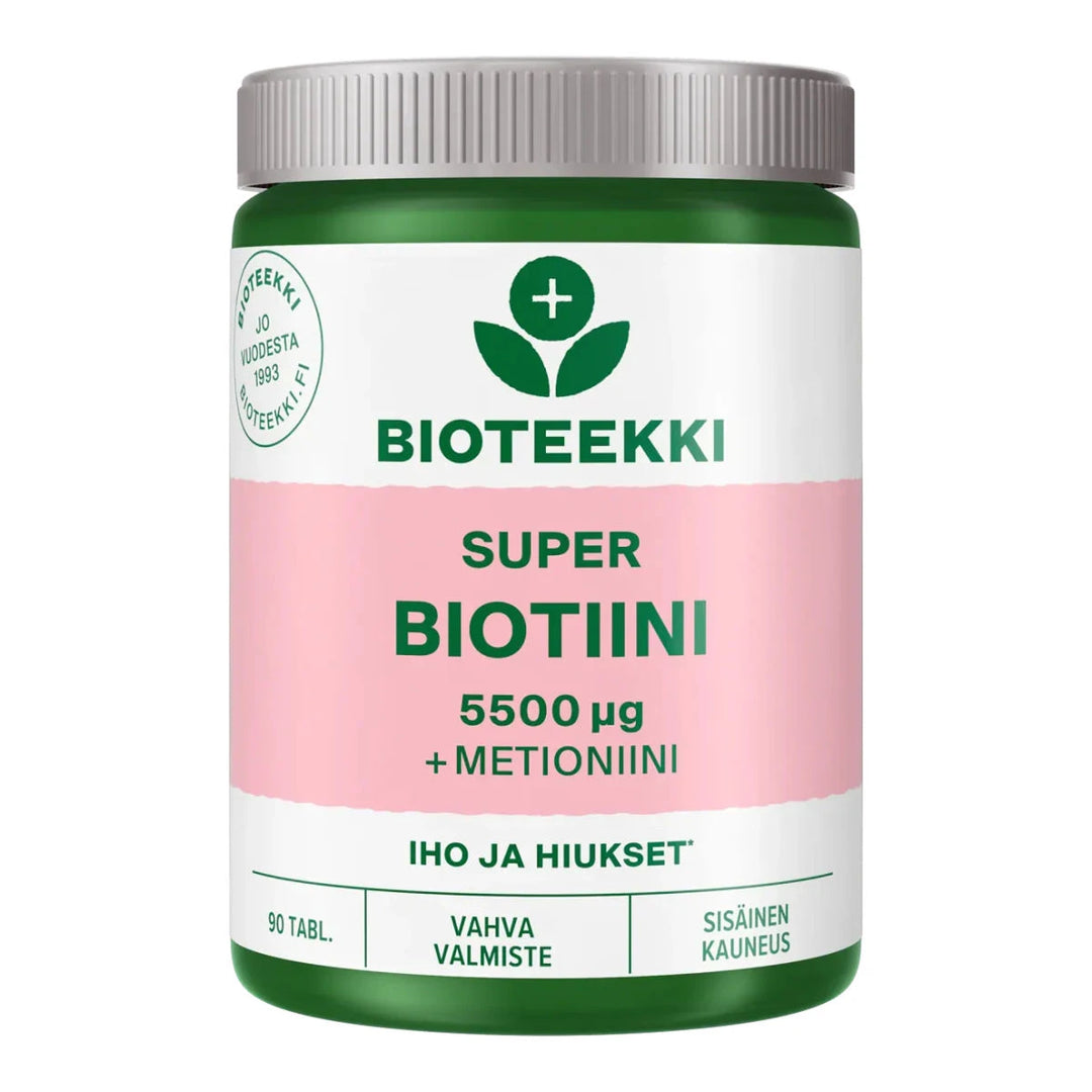 Bioteekki Super Biotiini (+Metioniini) 5500 ug - Apteekki 360 Helsinki - Verkkoapteekki