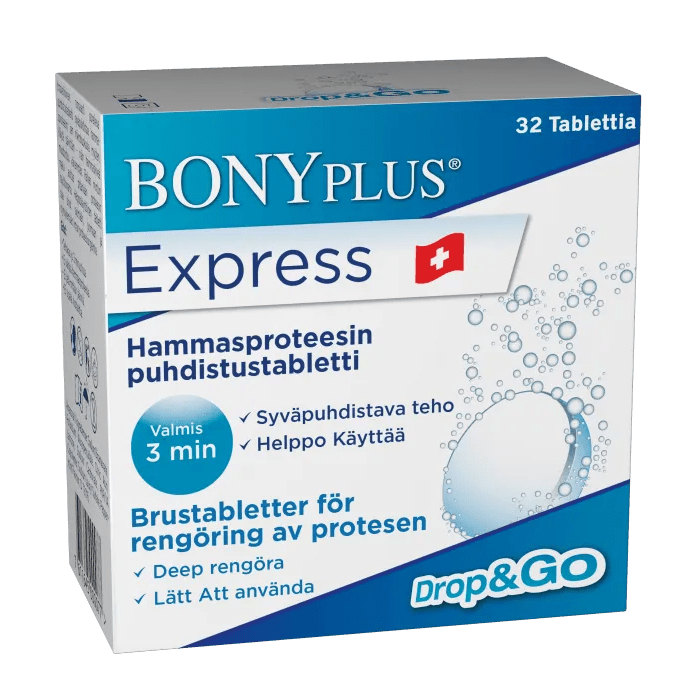 Bony Plus Express Hammasproteesin puhdistustabletti - Apteekki 360 Helsinki - Verkkoapteekki