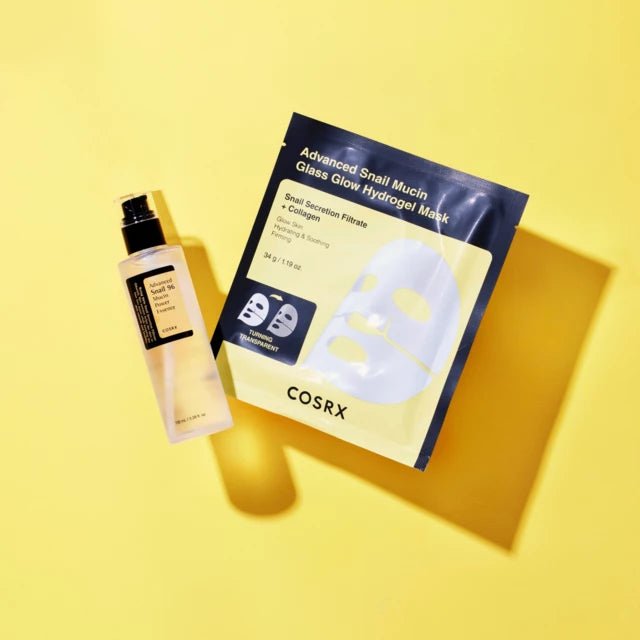 COSRX Advanced Snail Mucin Power Activating Hydrogel Mask x 3 kpl product packaging with three individual masks