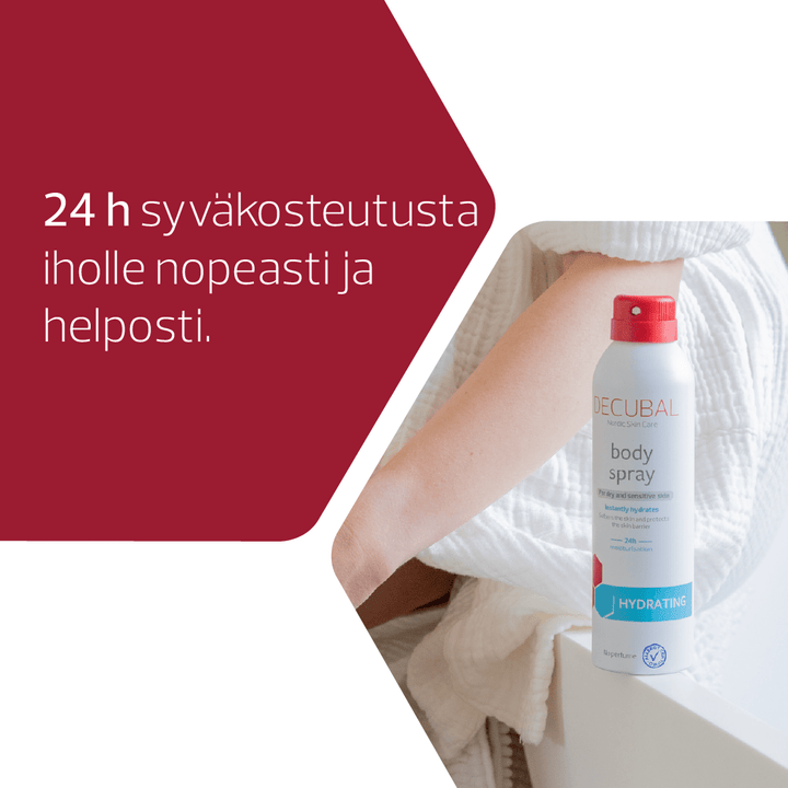 Decubal Hydrating Body Spray 200 ml sopii herkälle ja ärtyneelle iholle