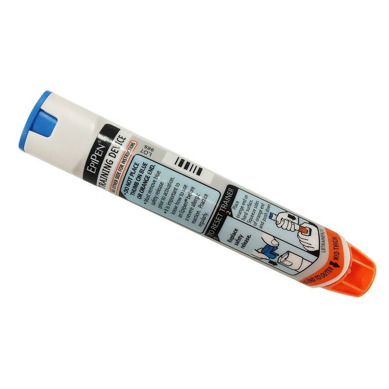 Kuva harjoituskynästä nimeltä Epipen Harjoituskynä auttaa käyttäjiä oppimaan oikean käytön tekemällä ensiaputoimenpiteitä
