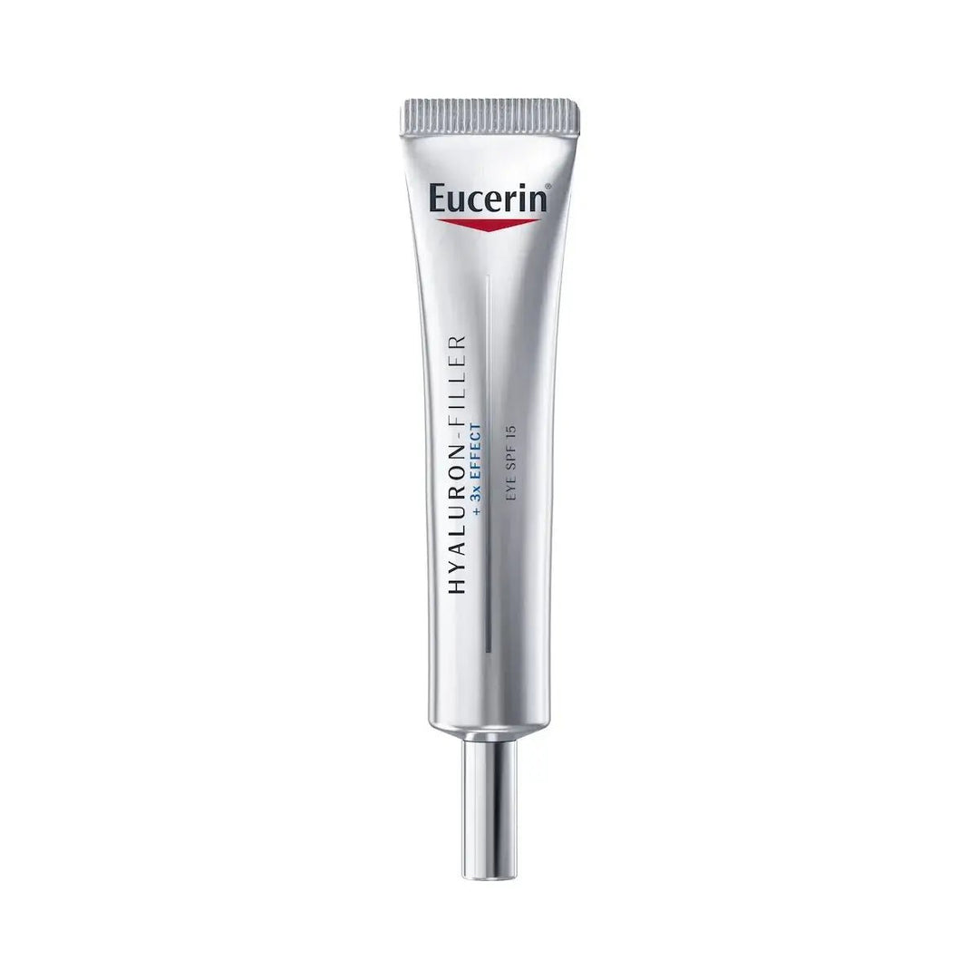 Korkealuokkainen Eucerin Hyaluron-Filler Eye Cream SPF15 - Silmänympärysvoide, joka tasoittaa hienoja juonteita ja ryppyjä, tuo kasvoille nuorekkaan ilmeen ja suojaa ihoa auringon UVA- ja UVB-säteiltä Oftalmologisesti testattu 