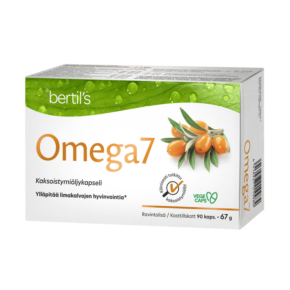 Omega7 Tyrniöljy - Tyrniöljykapseli sisältää runsaasti omega-3, -6, -7 ja -9 rasvahappoja