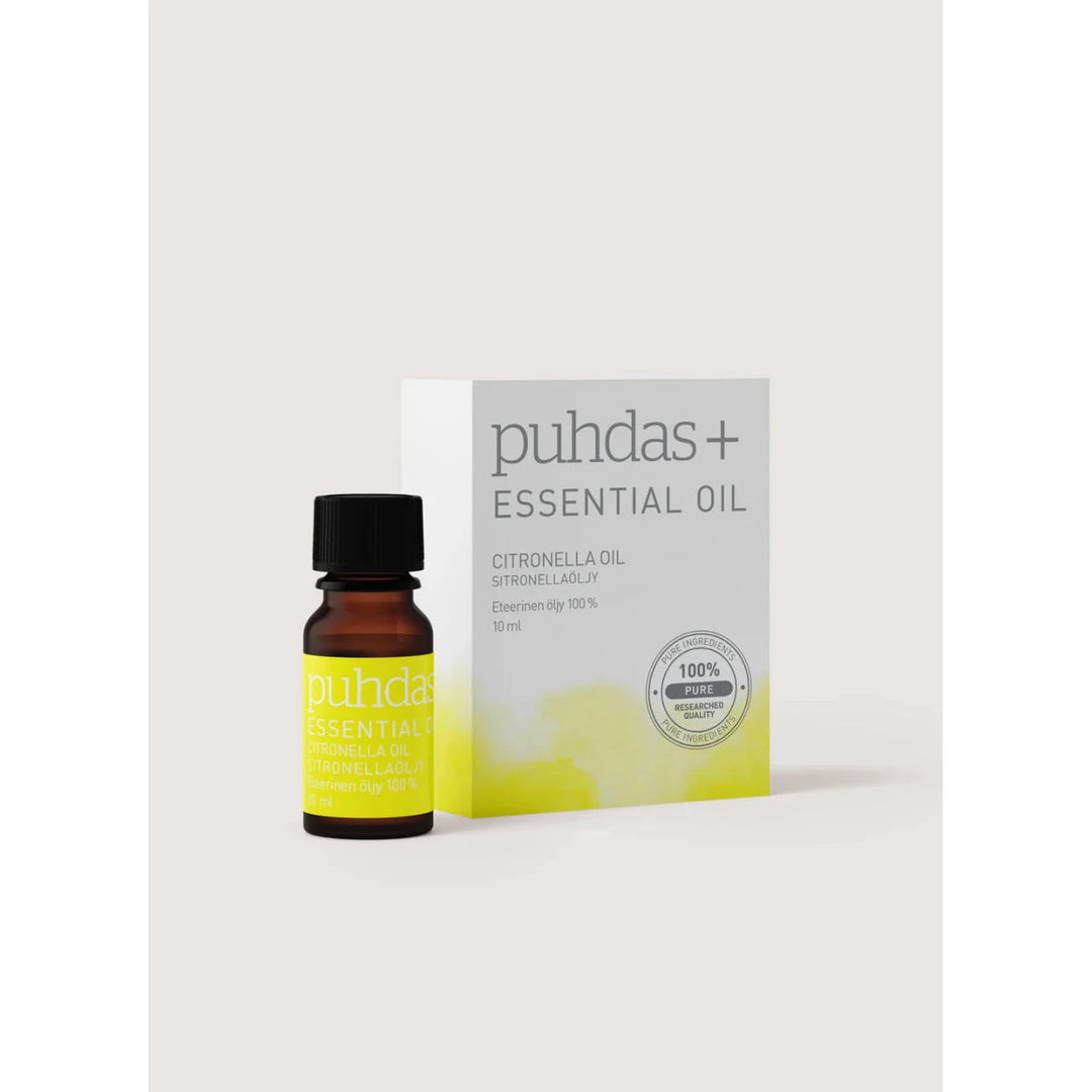 Puhdas+ 100% Eteerinen Sitronellaöljy 10 ml - luonnollinen hyttyskarkote öljy