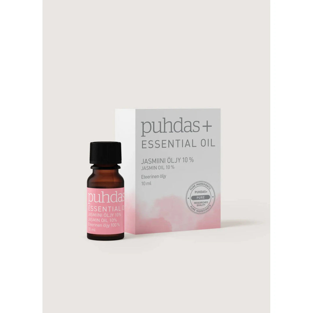 Puhdas+ Eteerinen Jasmiiniöljy 10% 10 ml tuotekuva - luonnollinen ja laadukas jasmiiniöljy