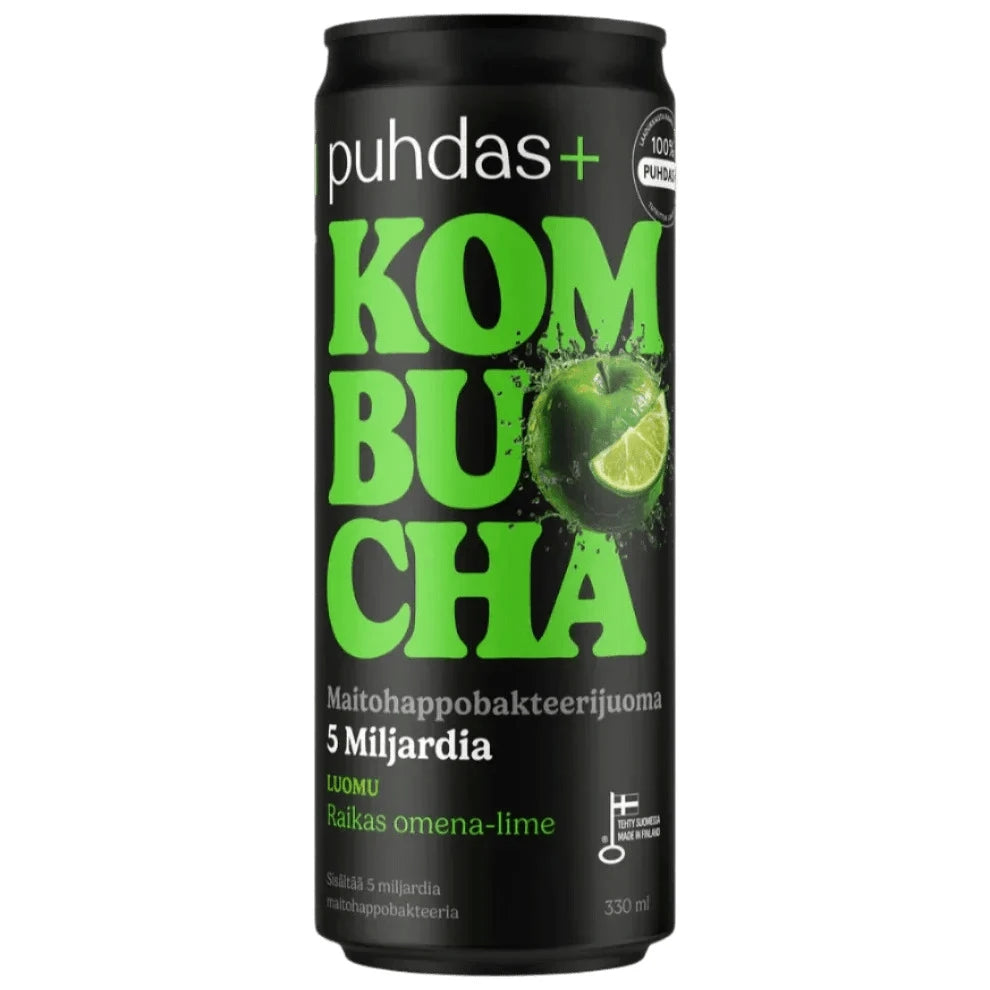 Luomu Kombucha Raikas Omena-Lime 330 ml - Luonnollinen ja virkistävä alkuperäinen kombuchajuoma