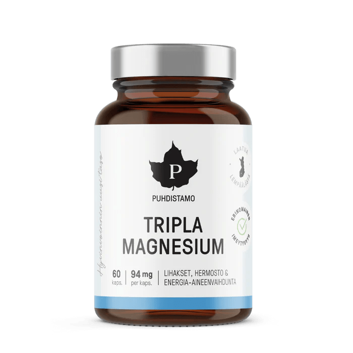 Puhdistamo Tripla Magnesium - Kolminkertainen magnesiumyhdiste terveyden ja energian tukemiseen