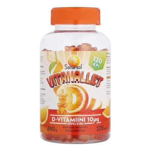 Sana-Sol Vitanallet D-Vitamiini 10 Mikrog Appelsiini - Apteekki 360 Helsinki - Verkkoapteekki