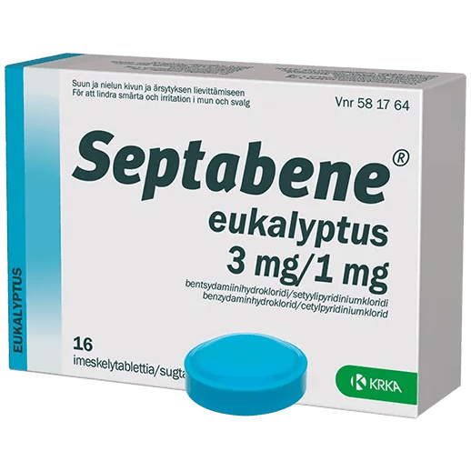 Septabene Eukalyptus 1 mg/3 mg imeskelytabletti - Apteekki 360 Helsinki - Verkkoapteekki