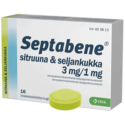 Septabene Sitruuna & Seljankukka 1 mg/3 mg imeskelytabletti - Apteekki 360 Helsinki - Verkkoapteekki