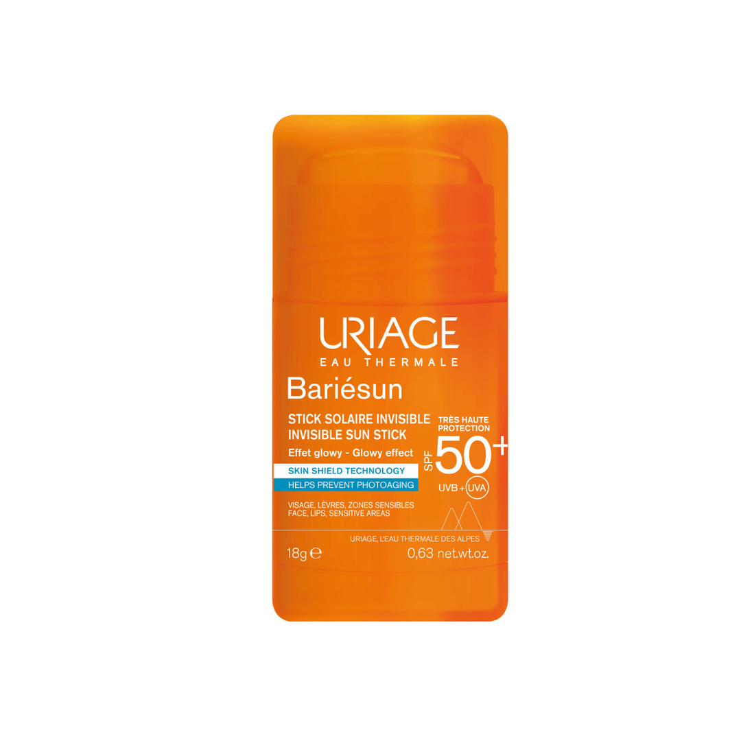 Uriage Bariesun SPF50+ näkymätön aurinkovoidestick 18 g, joka tarjoaa korkean suojan auringon säteitä vastaan