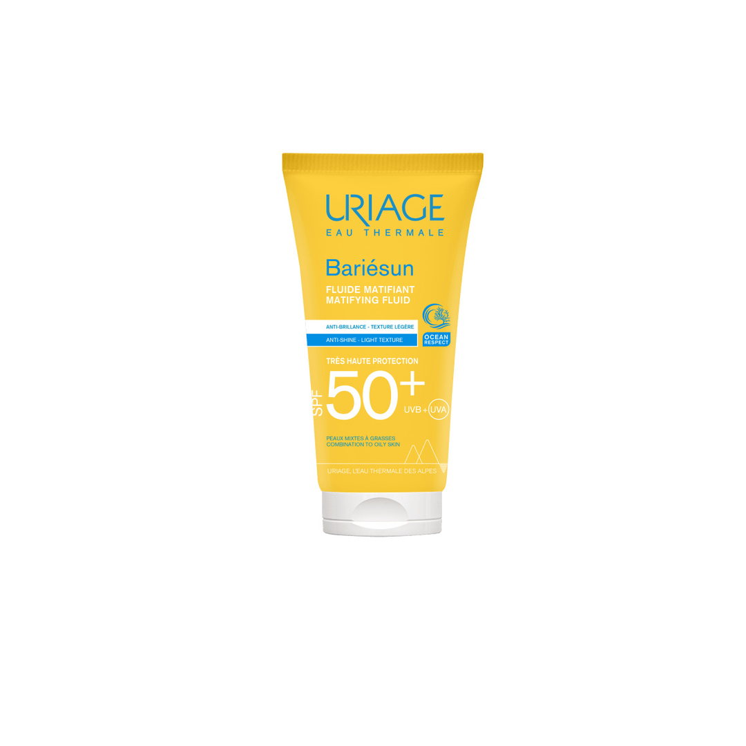Uriage Bariesun SPF50+ mattapinnan jättävä neste 50 ml -tuotetta kuvaava kuva