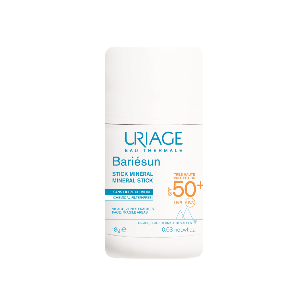 Uriage Bariesun SPF50+ Mineral Stick 18 g - aurinkosuojaava mineraalipuikko, joka sopii herkälle iholle