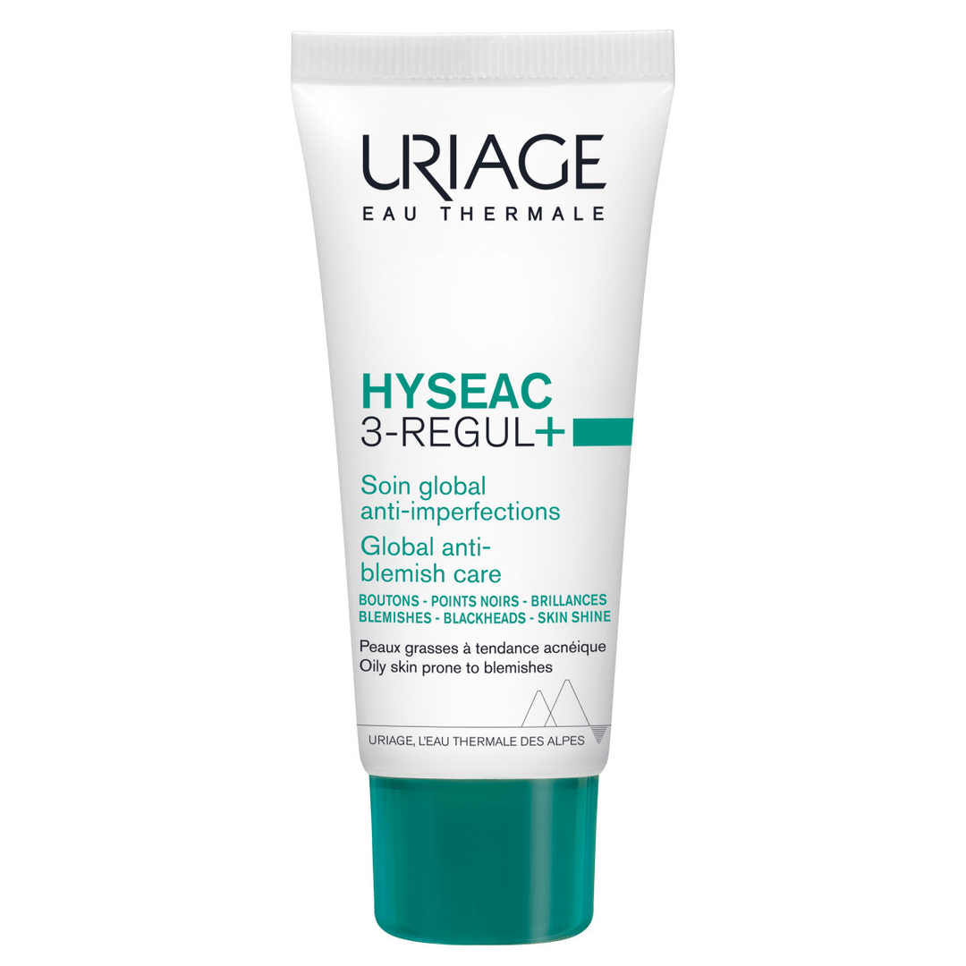 Uriage Hyseac 3-Regul+ -anti-blemish global care 40 ml tuotekuvaus alt teksti: Uriage Hyseac 3-Regul+ -anti-blemish global care 40 ml tuote kuva, joka auttaa kontrolloimaan epäpuhtauksia ja sopii herkälle iholle