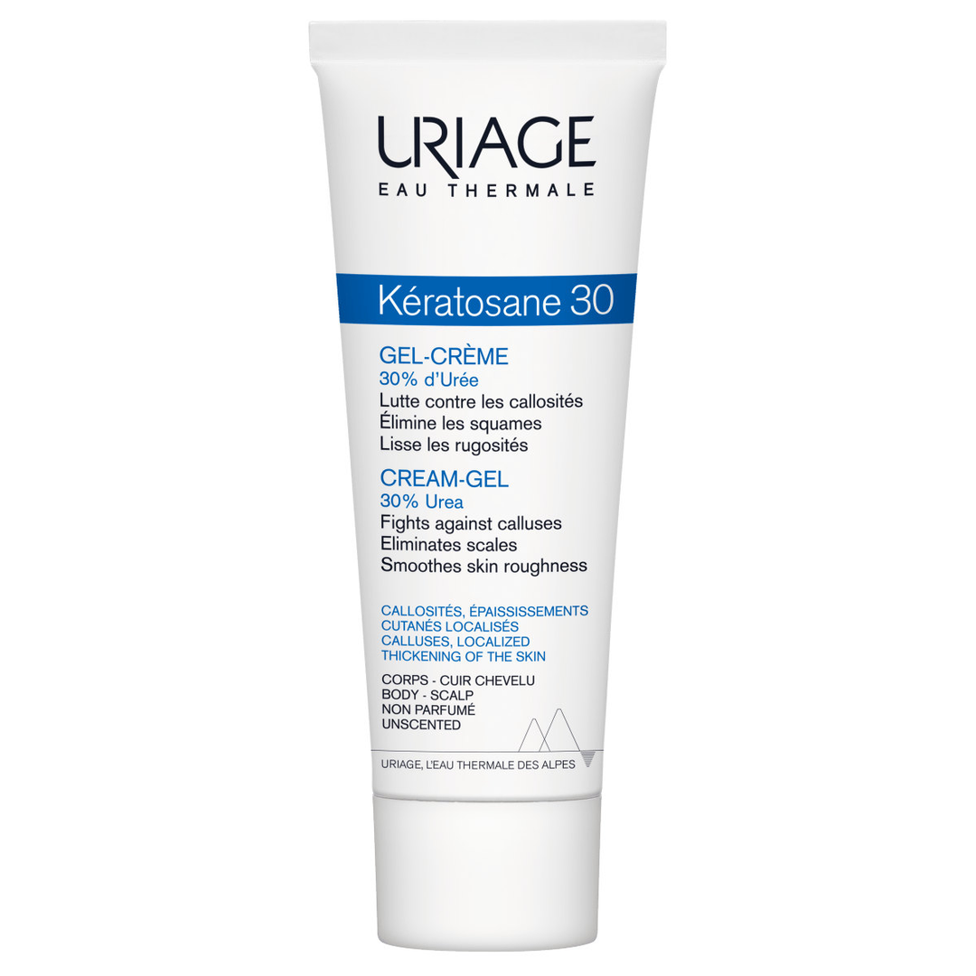 Uriage Keratosane 30 -voidegeeli 75 ml tuotekuva, hoitaa tehokkaasti kuivaa ja karheaa ihoa