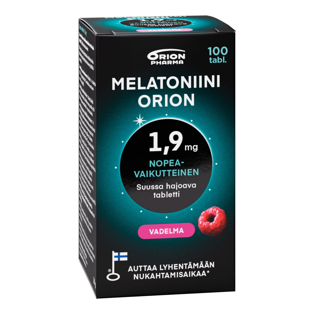 Melatoniini Orion 1,9 mg vadelma, suussa hajoava tabletti