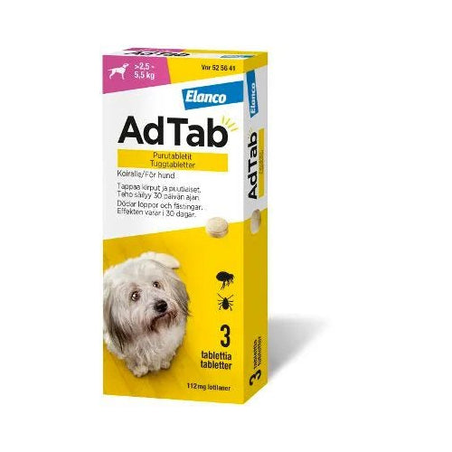 Adtab 112 Mg Vet Purutabl Koirille Yli 2,5-5,5 Kg - Apteekki 360 Helsinki - Verkkoapteekki