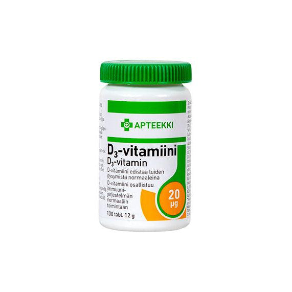 Apteekki D3-Vitamiini 20 Mikrog - Apteekki 360 Helsinki - Verkkoapteekki
