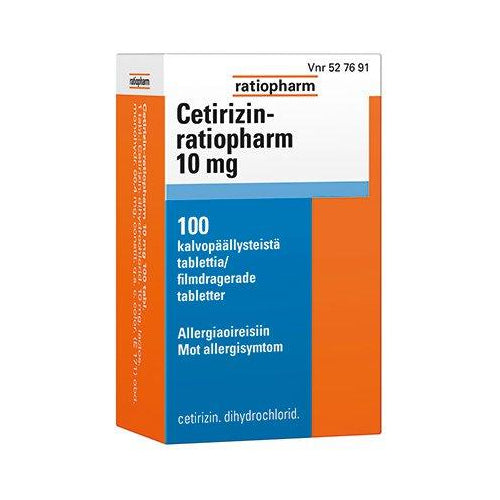 Cetirizin-Ratiopharm 10 Mg Tabl, Kalvopääll - Apteekki 360 Helsinki - Verkkoapteekki