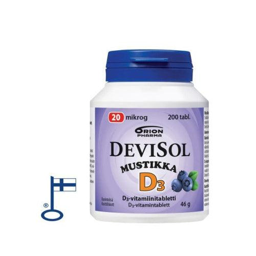 DeviSol Mustikka 20 mcg - D-vitamiini - Apteekki 360 Helsinki - Verkkoapteekki