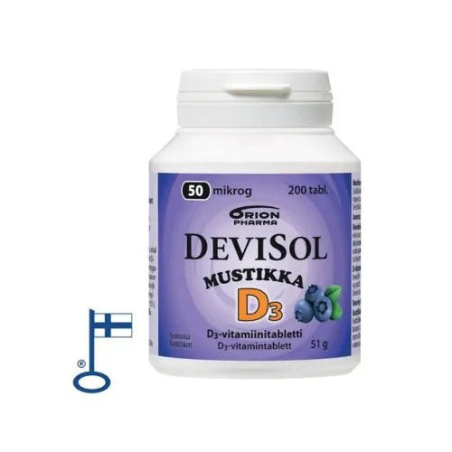 DeviSol Mustikka 50 mcg - D-vitamiini - Apteekki 360 Helsinki - Verkkoapteekki
