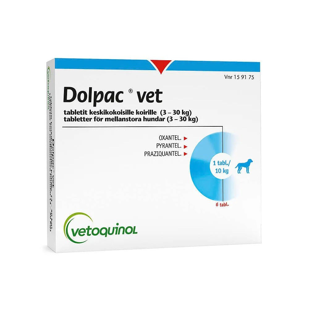 Dolpac Vet Tabletit Keskikokoisille Koirille 50 Mg/144 Mg/200,28 Mg Tabl 3-30 Kg - Apteekki 360 Helsinki - Verkkoapteekki