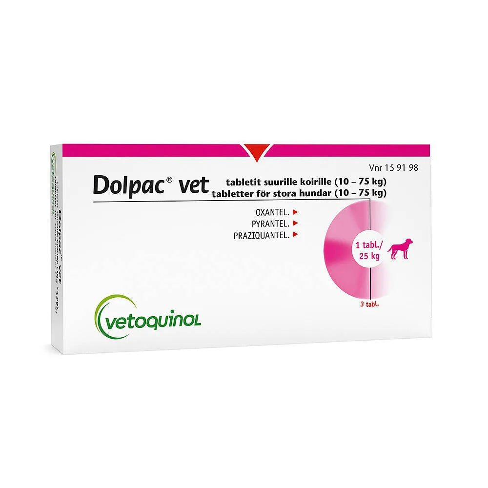 Dolpac Vet Tabletit Suurille Koirille 125 Mg/360 Mg/500,7 Mg Tabl 10-75 Kg - Apteekki 360 Helsinki - Verkkoapteekki