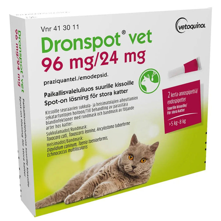 Dronspot Vet 24 Mg/96 Mg Paikallisvaleluliuos Suurille Kissoille - Apteekki 360 Helsinki - Verkkoapteekki