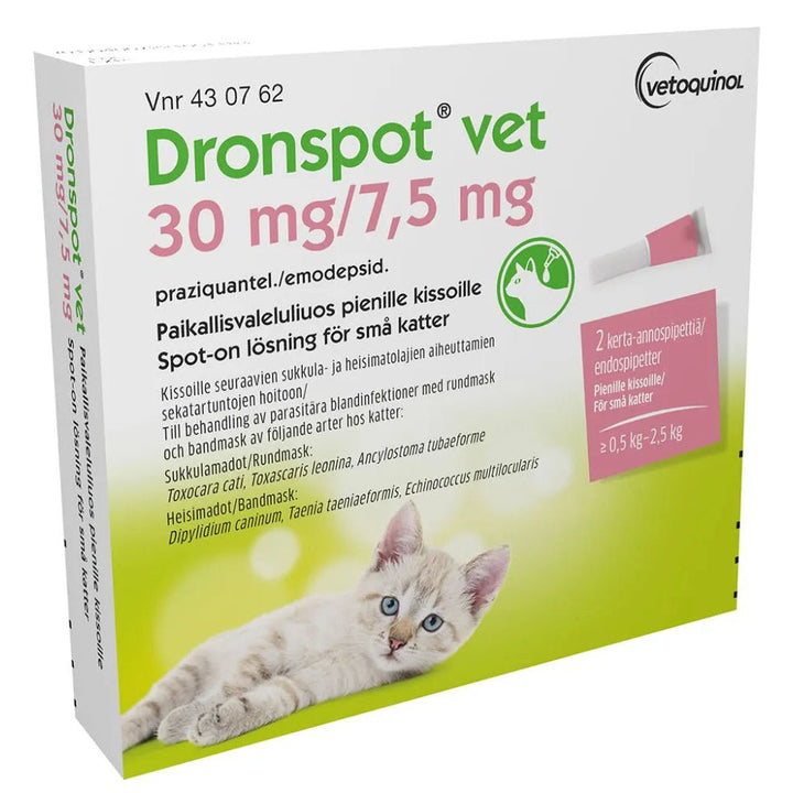 Dronspot Vet 7,5 Mg/30 Mg Paikallisvaleluliuos Pienille Kissoille - Apteekki 360 Helsinki - Verkkoapteekki