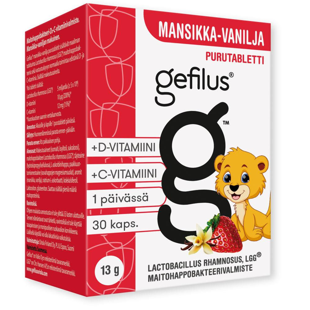 Gefilus + D Mansikka Puru Tabl - Apteekki 360 Helsinki - Verkkoapteekki
