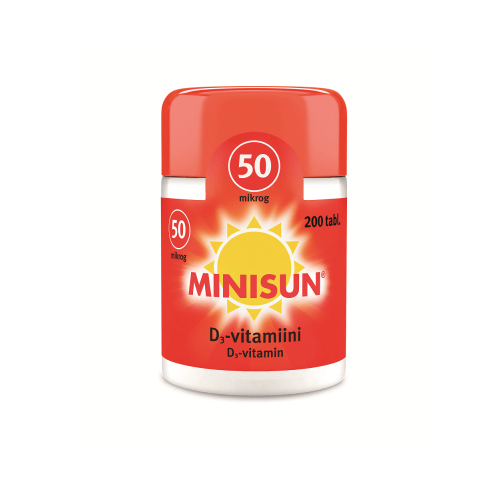 Minisun D-Vitamiini 50 mikrog Purutabletti - Apteekki 360 Helsinki - Verkkoapteekki