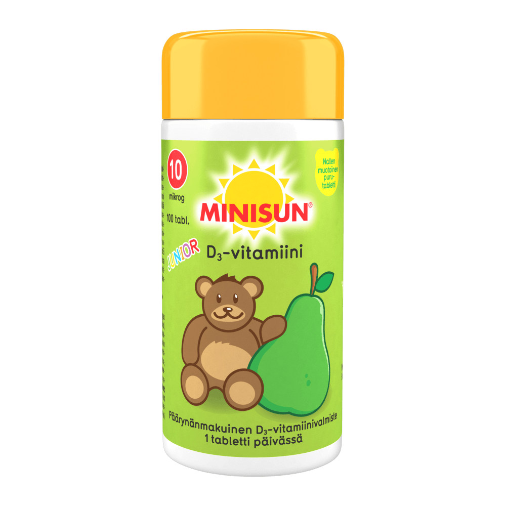 Minisun D-Vitamiini lapselle 10 Mcg Päärynä Junior Nalle - Apteekki 360 Helsinki - Verkkoapteekki