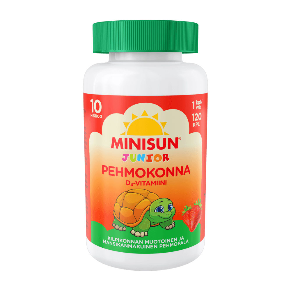 Minisun D-Vitamiini lapselle Pehmokonna Mansikka 10 mcg - Apteekki 360 Helsinki - Verkkoapteekki