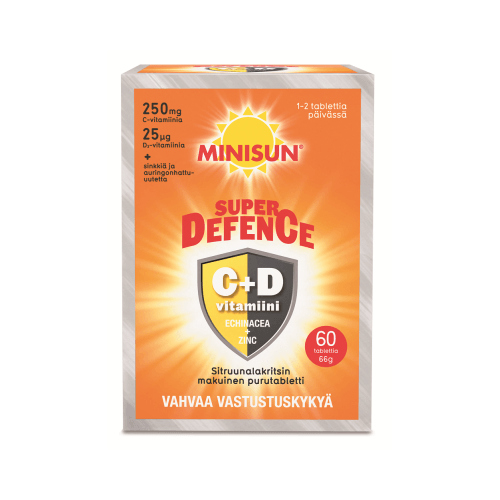 Minisun Super Defence - C-D3-vitamiinit Purutabletti - Apteekki 360 Helsinki - Verkkoapteekki