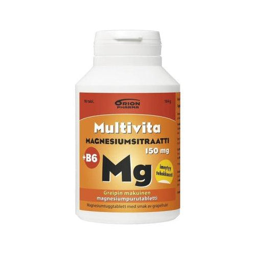 Multivita Magnesiumsitraatti+B6 Greippi 150Mg - Apteekki 360 Helsinki - Verkkoapteekki