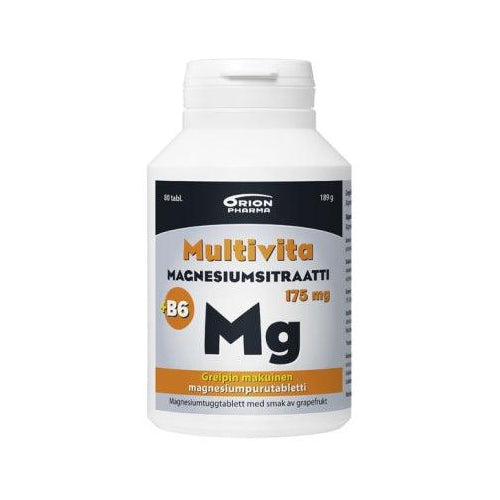 Multivita Magnesiumsitraatti+B6 Greippi 175Mg/2Mg - Apteekki 360 Helsinki - Verkkoapteekki
