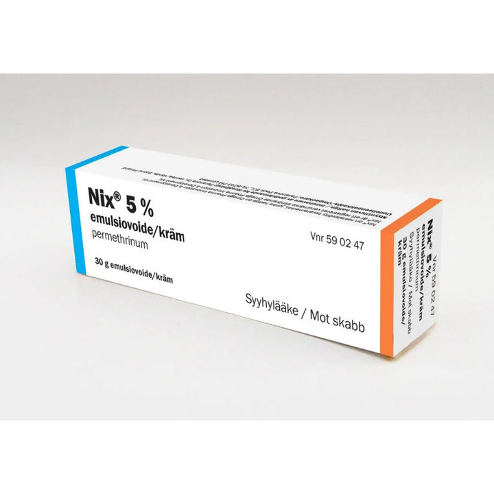 Tuotekuvaus: Nix 50 mg/g Emulsiovoidetta käytetään syyhytartunnan hoitoon, aiheuttaa häiriöitä syyhypunkin hermostossa, joka johtaa syyhypunkin kuolemaan