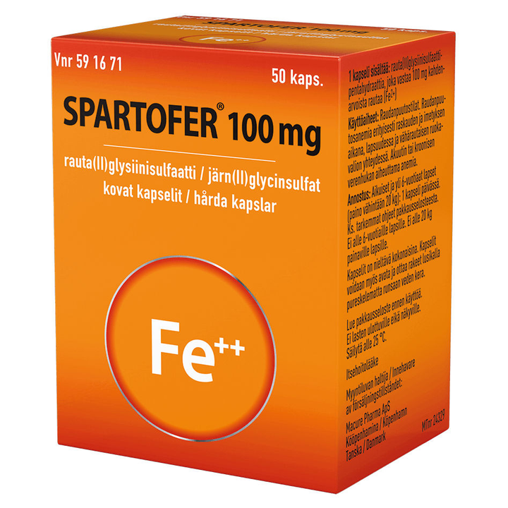 Spartofer 100 Mg Kaps, Kova - Apteekki 360 Helsinki - Verkkoapteekki