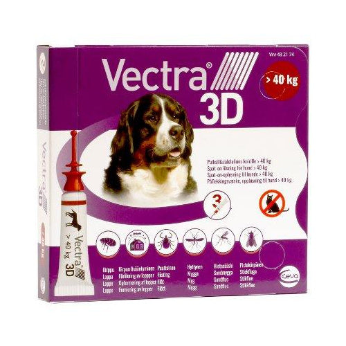 Vectra 3D 38,7 Mg/436 Mg/3175 Mg Paikallisvaleluliuos Koirille Yli 40 Kg - Apteekki 360 Helsinki - Verkkoapteekki