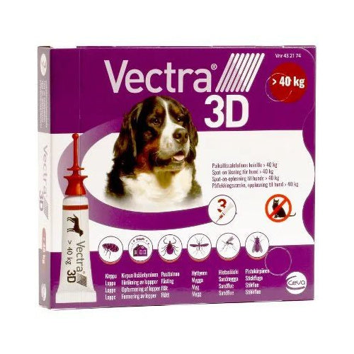 Vectra 3D 38,7 Mg/436 Mg/3175 Mg Paikallisvaleluliuos Koirille Yli 40 Kg - Apteekki 360 Helsinki - Verkkoapteekki