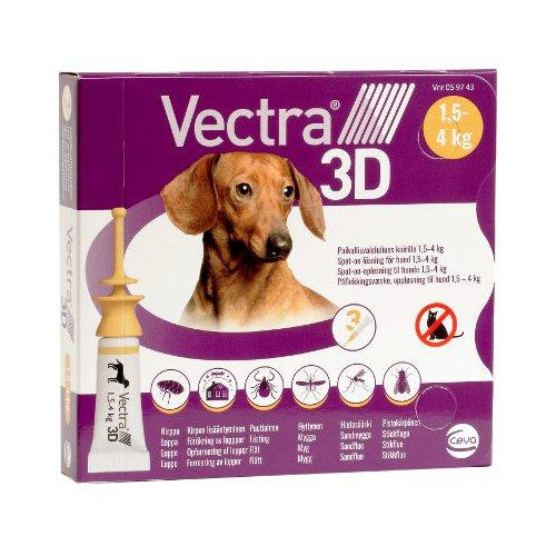 Vectra 3D 3,9 Mg/44 Mg/317 Mg Paikallisvaleluliuos Koirille 1,5-4 Kg - Apteekki 360 Helsinki - Verkkoapteekki