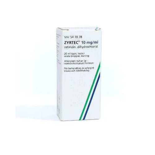 Zyrtec 10 mg/ml Tipat, Liuos - allergialääke nestemäisessä muodossa, 10 milligrammaa millilitraa kohti