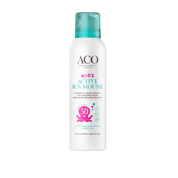 Aco Sun Kids Active Mousse Spf 50 Hajusteeton - Apteekki 360 Helsinki - Verkkoapteekki